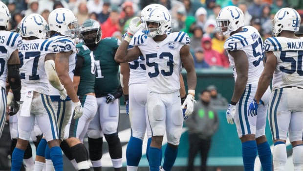 Sep 23, 2018; Philadelphia, PA, USA; Indianapolis Colts linebacker Darius Leonard (53) during the fourth quarter against the Philadelphia Eagles at Lincoln Financial Field.